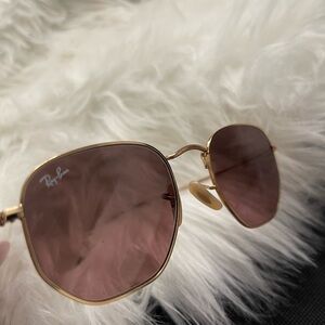 Ray-Ban Hexagon Women's Sunglasses - Gold frame with brown lense